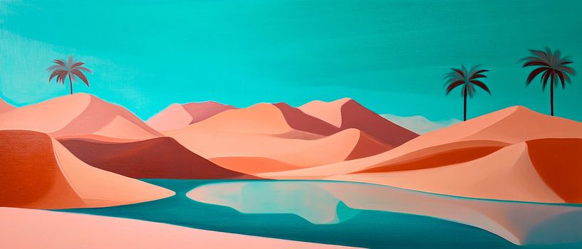 Desert landscape with green water by Poster Art Shop