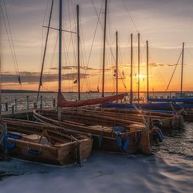 Sailboats at a jetty in Steinhude by Leinemeister