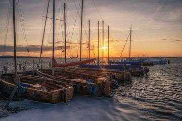 Sailboats at a jetty in Steinhude by Leinemeister