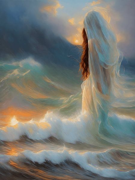 Une femme dans les vagues par Jolique Arte