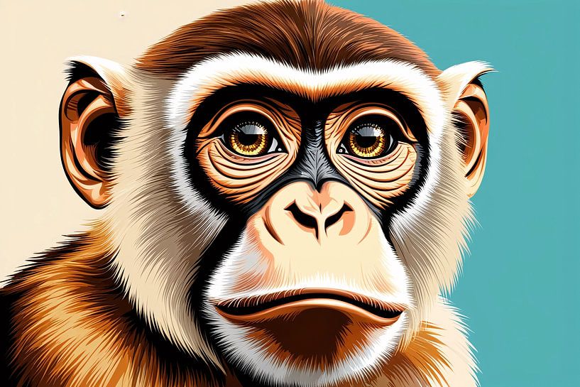 Gros plan coloré d'un singe par Art & Soul Creations