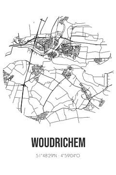 Woudrichem (Noord-Brabant) | Landkaart | Zwart-wit van MijnStadsPoster