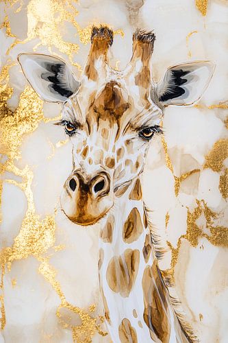 Girafe moderne avec accents dorés