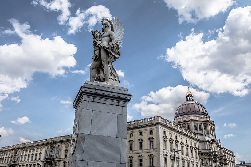 New Berlin City Palace with statue and beautiful sky by Eric van Nieuwland