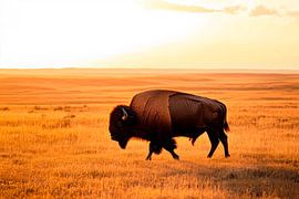 Bison dans la prairie sur Poster Art Shop
