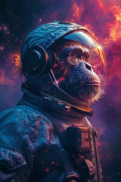Image hyperréaliste d'un singe en combinaison d'astronaute par Poster Art Shop