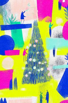 Vibrant Abstract Christmas Tree Illustration by Mosaic Dialogue