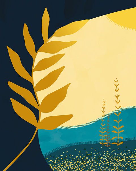 Dag en nacht in blauw en goudgeel