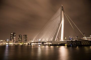 Erasmusbrug in Rotterdam bij nacht