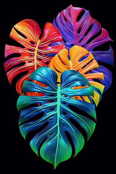 Neon monstera by Bert Nijholt
