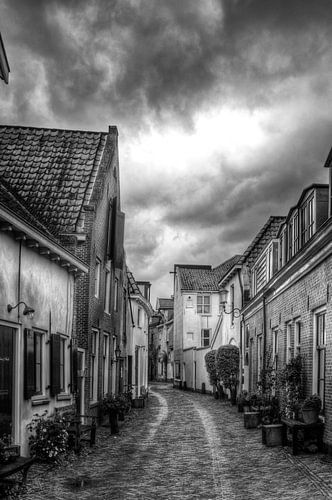 Muurhuizen historisch Amersfoort zwartwit