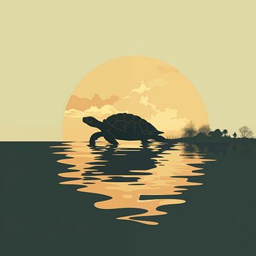 Schildpad silhouette Minimalisme lichte kleuren van TheXclusive Art