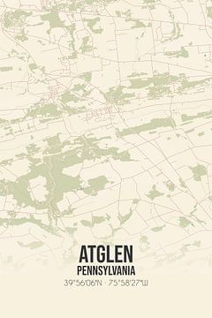 Vintage landkaart van Atglen (Pennsylvania), USA. van MijnStadsPoster