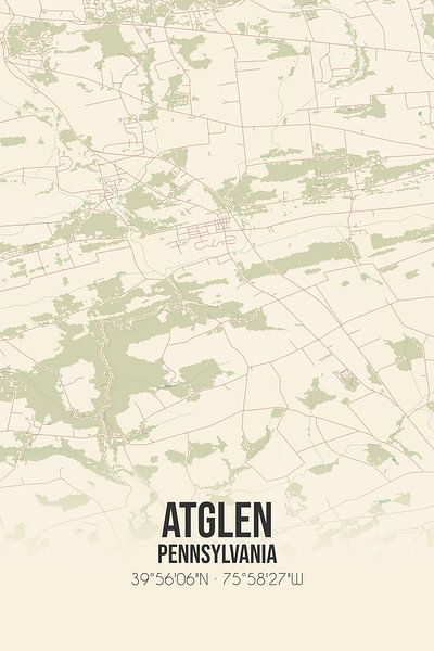 Carte ancienne d'Atglen (Pennsylvanie), USA. par Affiches de lieux