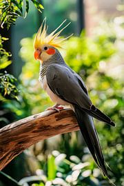 Süßer Nymphensittich auf Ast von Poster Art Shop