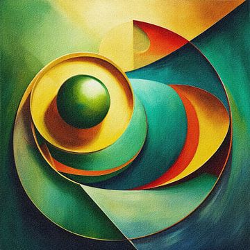 Het Groene Bal van Verbeelding. Een Dans tussen Kleur en Abstractie van Gisela- Art for You