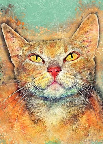 Kat dieren aquarel kunst #kat #kitten