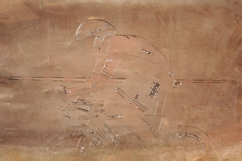 Cyclist in relief by Carla van Zomeren