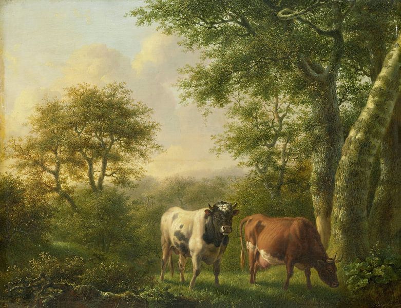 Paysage avec du bétail, Adolf Karel Maximiliaan Engel par Des maîtres magistraux