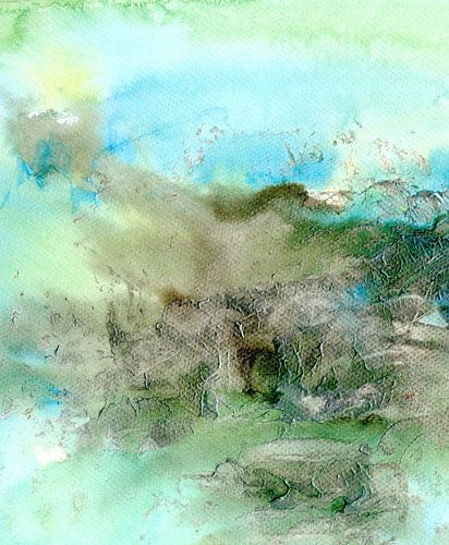 modern abstract landschap blauw groen