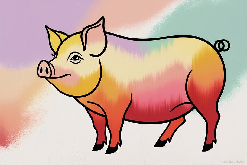 Colourful pig with gradient colours by Art & Soul Creations