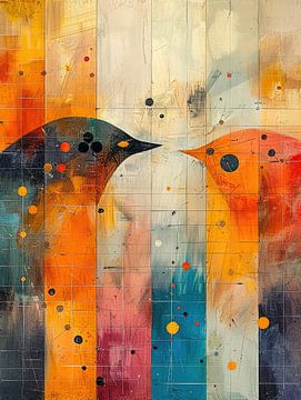 Moderne Vogels Design | Portret van Abstract Schilderij