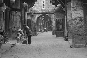 Chinesisches Stimmungsbild Schwarzweiß.