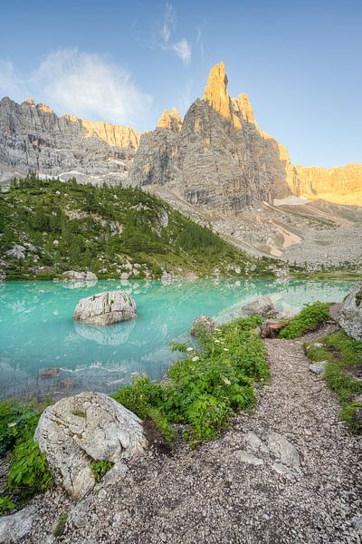 Morning at Lago di Sorapis in the Dolomites by Michael Valjak