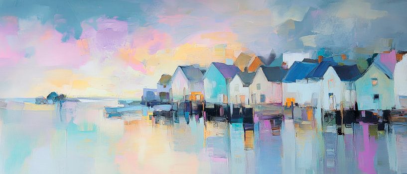 Colourful harbour landscape in the evening light by Poster Art Shop
