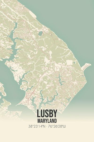 Vintage map of Lusby (Maryland), USA. by Prints of Place