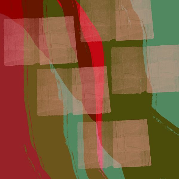 Buntes abstraktes Gemälde in warmen Retro-Farben von Abstrakte minimalistische Kunst