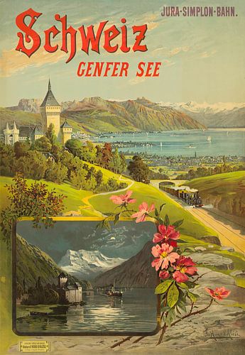 Hugo d' Alési - Jura-Simplon railway. Switzerland Lake Geneva (1905)