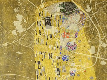 Kaart van Den Bosch met de Kus van Gustav Klimt van Map Art Studio