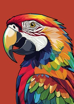 Rode Ara Vogel Pop Art van MIROKKU