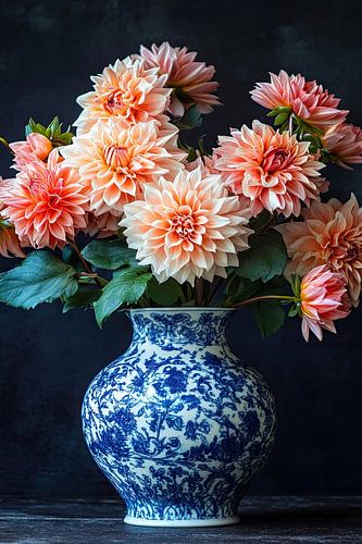 Sommer Dahlien's auf Vase von Vlindertuin-Art