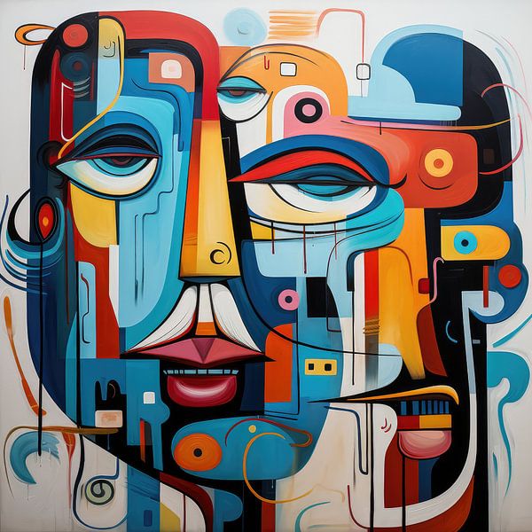 Visage abstrait en formes et en couleurs par Art Bizarre