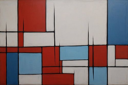 Blauw en rood abstract Piet Mondriaan stijl