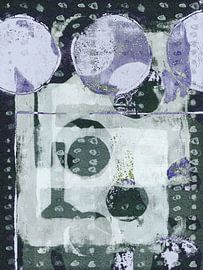 Abstrakte Formen und Linien in Grau-Grün und Flieder von Dina Dankers