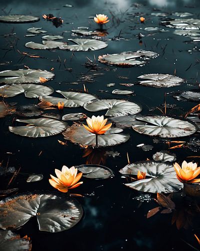 Waterlelies op het water