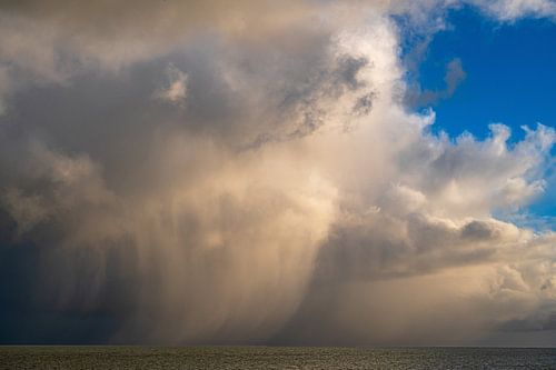 Snow shower over the Wadden Sea