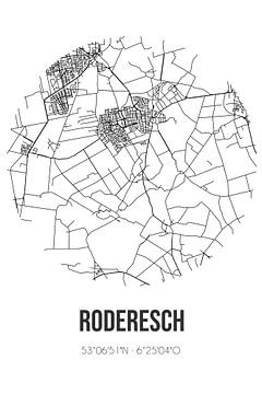 Roderesch (Drenthe) | Landkaart | Zwart-wit van MijnStadsPoster