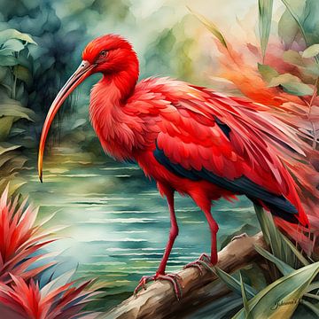 Die schönsten Vögel der Welt - Scharlachibis bird1 von Johanna's Art