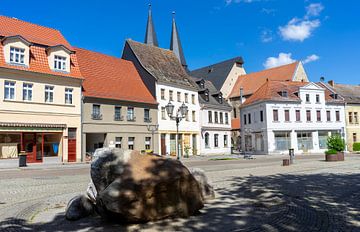Zicht op het oude stadscentrum in Calbe an der Saale, Salzlandkreis in Saksen-Anhalt Duitsland van Animaflora PicsStock