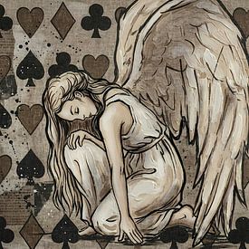 Engel met symbolen harten klaver schoppen ruiten van Emiel de Lange