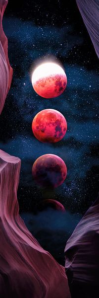 Grand Canyon with Space &amp; Bloody Moon - Collage V - Panoramic by ARTenyo👁⃤-