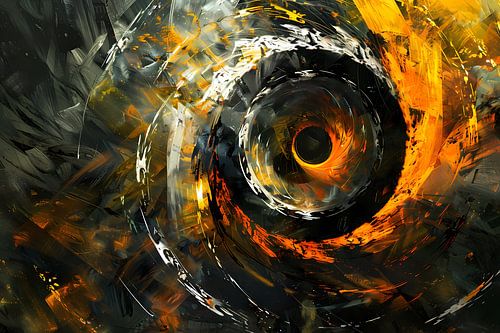 Dynamisch abstract schilderij met spiraalvormen