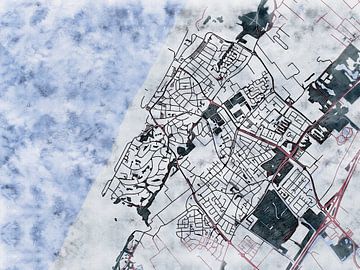 Kaart van Noordwijk in de stijl 'White Winter' van Maporia