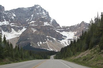 Verlassene Straße zu den Bergen im Banff National Park, Kanada von Phillipson Photography