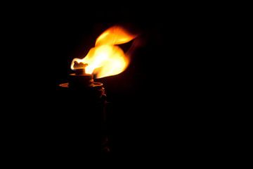 Burning torch in the darkness van Robert Fischer