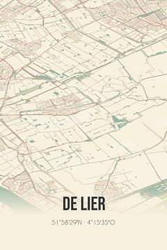 Vintage landkaart van De Lier (Zuid-Holland) van Rezona